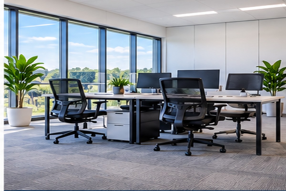 Clean professional office workspace
